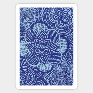 Cobalt Floral Snowflakes Sticker